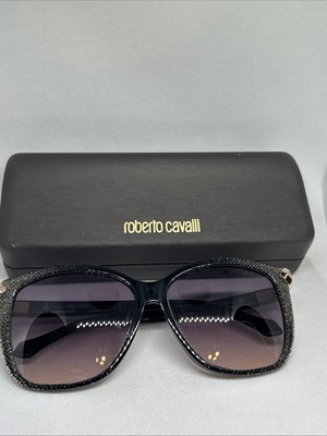 New Roberto Cavalli  902S 05B Black Square Purple Gradient 57mm Sunglasses Sexy