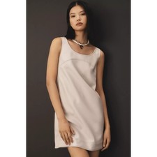 NWT Anthropologie Pilcro Faux-Leather Scoop-Neck Shift Mini Dress $148 Sz 4