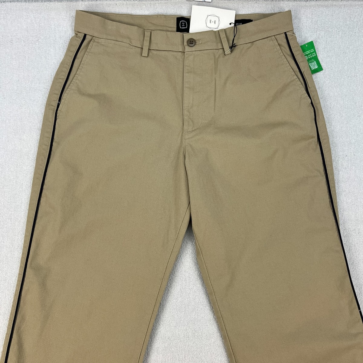 Gap x Dap Iconic Khaki Pants Mens 33x32 Tan Beige Flip Cuff Logo Dapper Dan NEW View 4