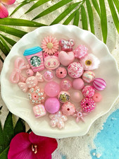 Lot Of 30 Beads/Spacers/Focal For Beadable Pens-Pink Mix 124