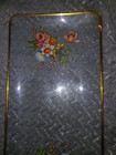 ​Vintage Reversible Floral Bent Glass Trinket Dish Sunken Dresser Tray Gold Trim — photo 3