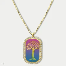 Amazing Colorful Tree of Life Pendant Necklace Chain Photo Dog Tag Chain Gift De