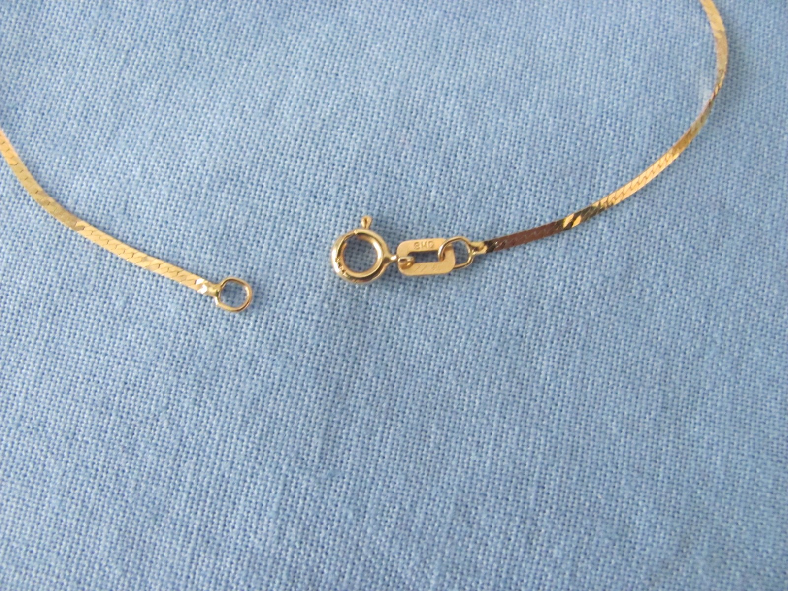 Petite 14k Solid Gold Herringbone Pattern 7" Brac… - image 3