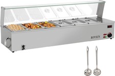 48QT 1500W Electric Commercial Food Warmer, 6-Pan Steam Table 8QT/Pan w/Shield