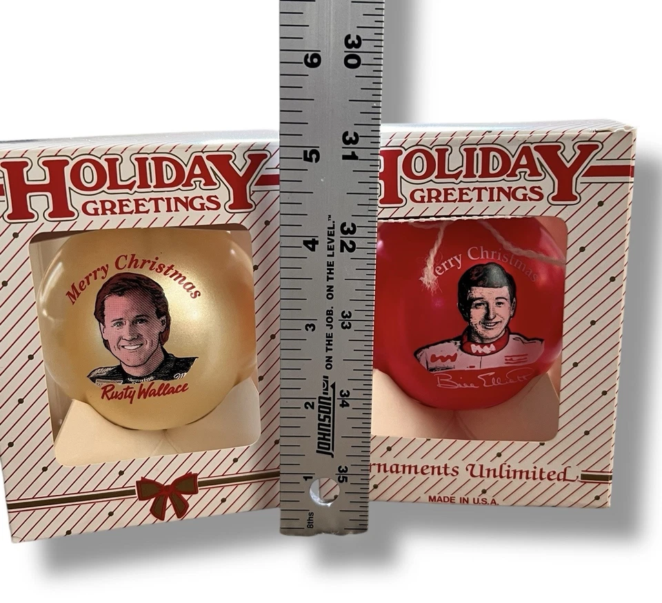 Lote de 2 adornos navideños de vidrio de colección Bill Elliott #11 NASCAR Rusty Wallace #2 Foto 4 de 4