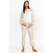 NWT Johnny Was Womens 25 Jeans Dolly Boyfriend Jean Lace Patch Mid Rise