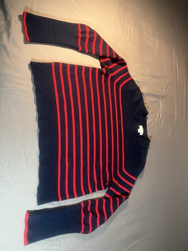 La Ligne Cashmere Sweater Striped New York Womens Size L Blue Red Long Sleeve - Picture 3 of 16