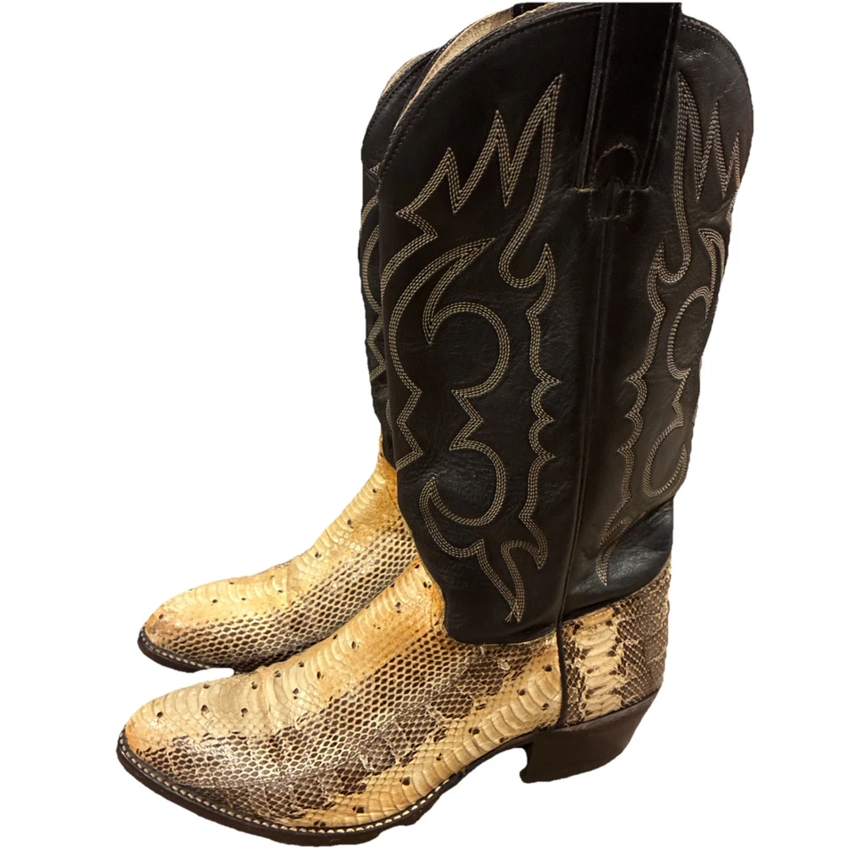 Botas Serpiente Imperial Hombre Talla 9 D Cuero Western Vintage Foto 3 de 4