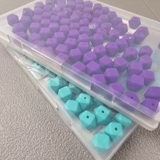 180PC Silicone Beads, 14mm Loose Hexagon Rubber Focal Beads Shelf4 