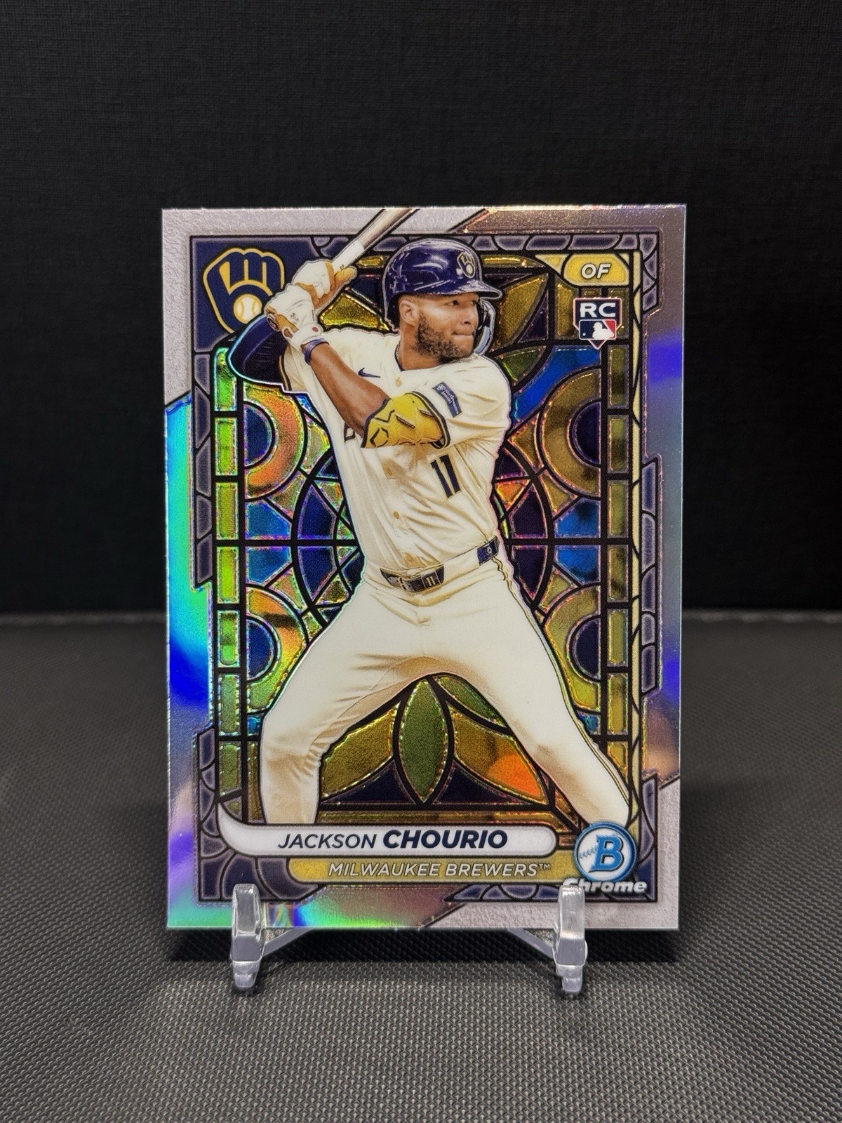 2024 Bowman Chrome Jackson Chourio Etched In Glass SSP Rookie RC Brewers
