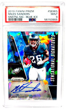 2019 Prizm Signatures BLUE ICE AUTO - MILES SANDERS Football Card /99 PSA 9 MINT