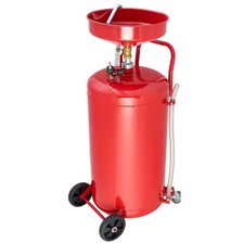 25 Gallon Waste Oil Drain Tank Industrial Fluid Wheels Air Operated Portable Red