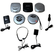 Qty 5 Units Sony CD Player Discman Bundle Headphones Cassette Charger ESP