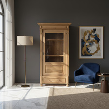 28157 Vitrine Geschirrschrank Gründerzeit 1880 massiv Kiefer Antik