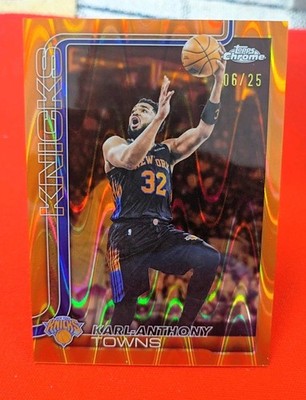 2025-26Topps Chrome Update Karl Anthony Towns /25 Orange Ray-Wave Refractor