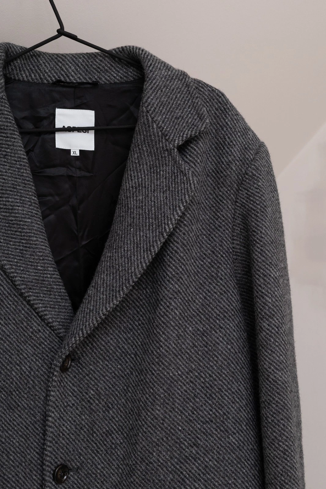 Aspesi Men's Grey Wool Solid Heavy Over Coat Size XL Made in Italy image 2
