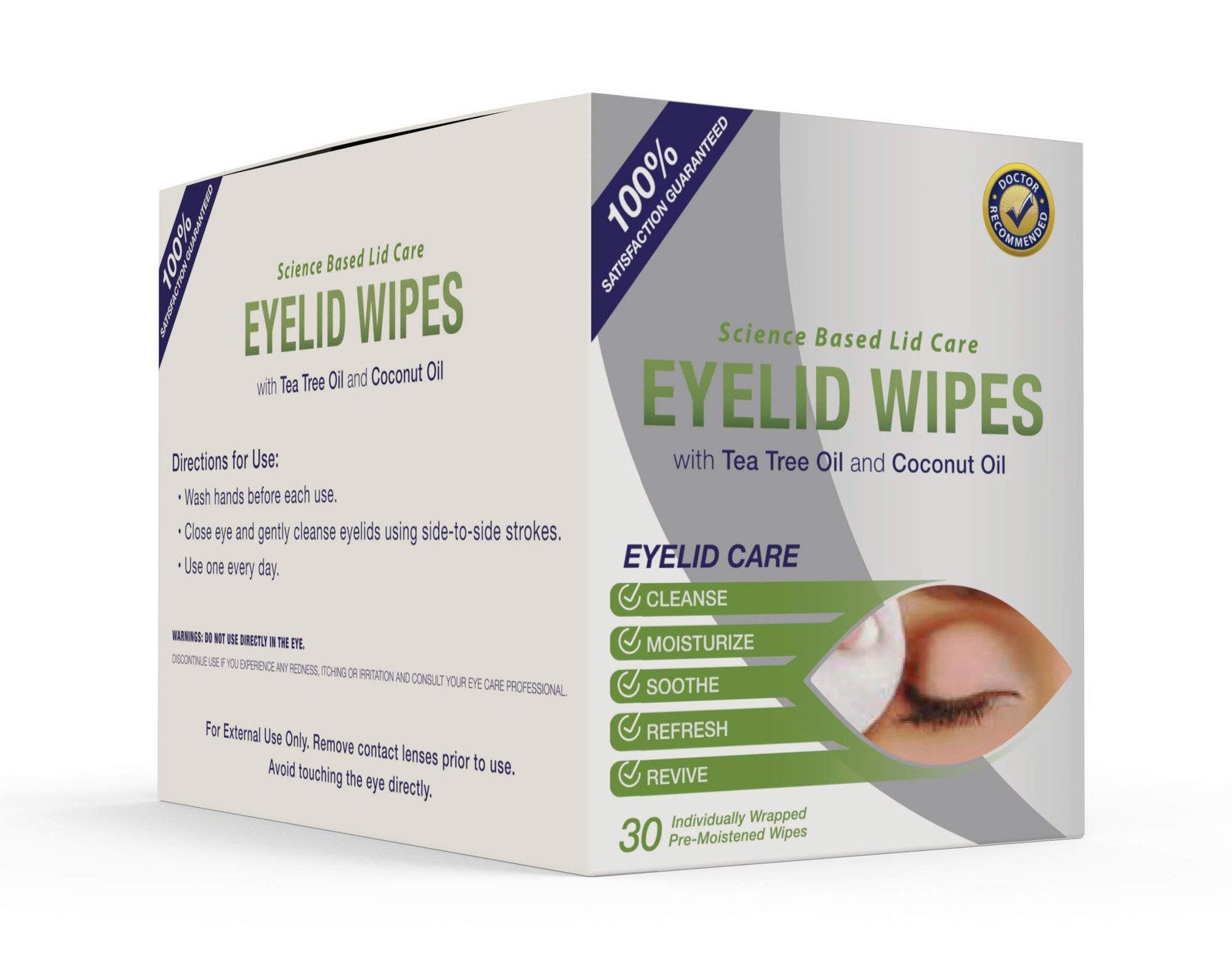 Tea Tree & Coconut Oil Eyelid Wipes - 30 Natural Cleansing Wipes