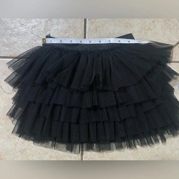 Zara Niños Capa Completa Tul Negro Falda Elástica Brillante Cintura Banda Niños Talla 8 Foto 3 de 4