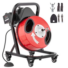 Drain Cleaner Machine with Wheels 4 Cutters Air-activated Foot Switch