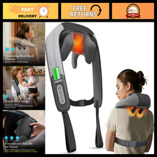 Cordless Neck  Shoulder Massager with Heat - Deep Tissue Pain Relief, Rechargea
