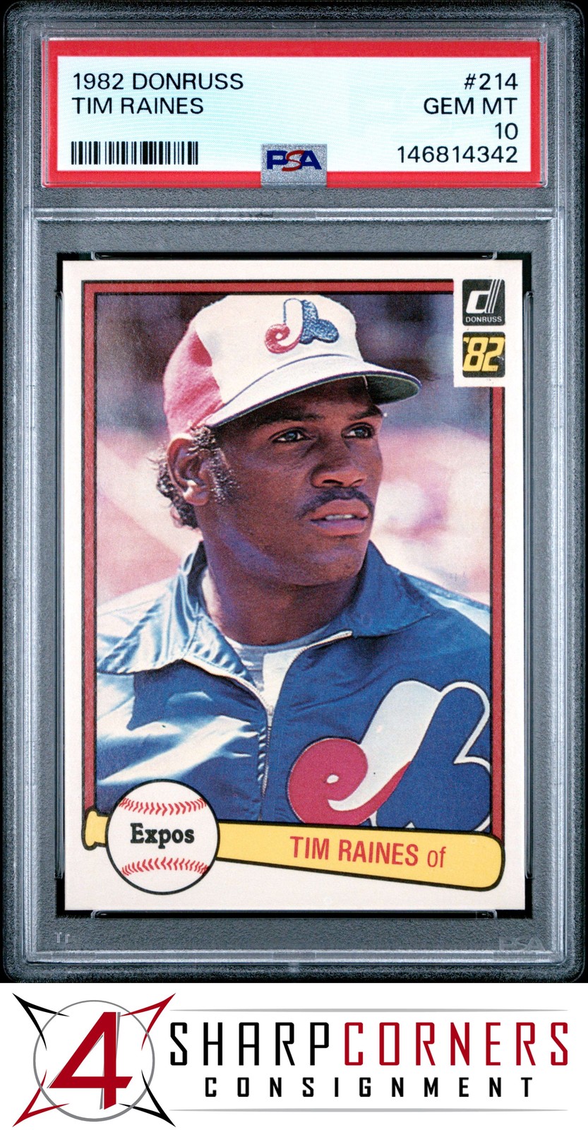 1982 DONRUSS #214 TIM RAINES 2ND YR EXPOS HOF PSA 10