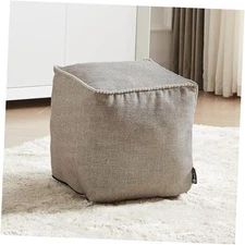 Unstuffed Pouf Cover, 17.7 Inch Square Ottoman Pouf Cover, Ottoman Medium Gray