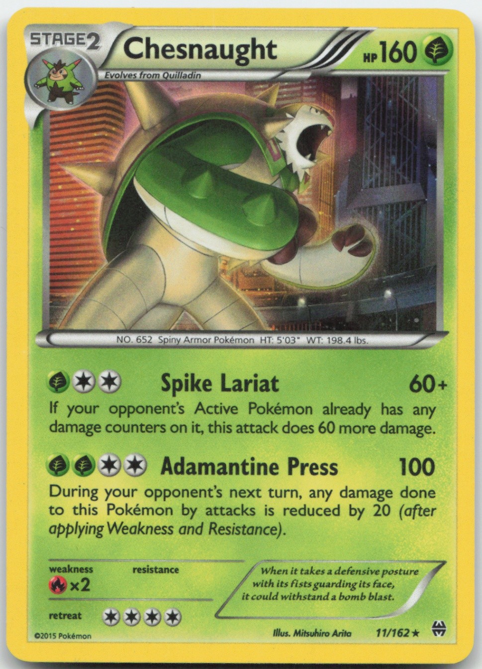 Chesnaught 11/162 Reverse Holo XY - BREAKthrough Pokemon Card LP