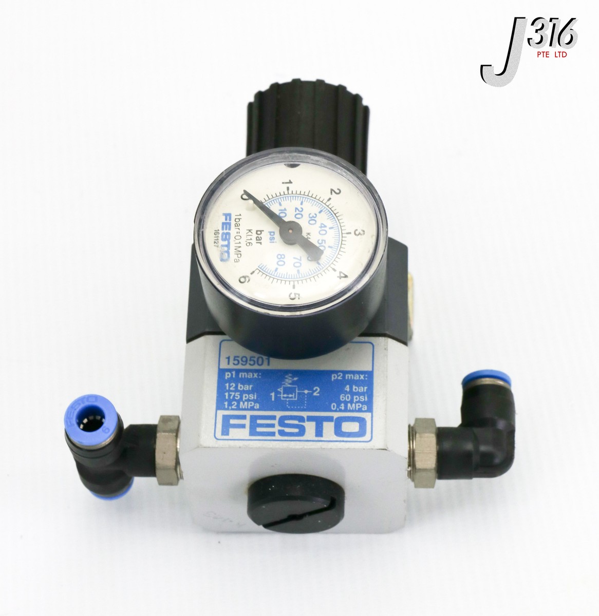その他 B 20607 FESTO PNEUMATIC REGULATOR 159501 W/ GAUGE 161127 LRP-1/4-4