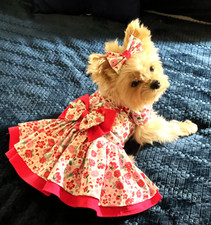 DOG HARNESS DRESS PINK CALIO / MATCHING HAIR BOW FREE SHIPPING