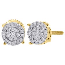 10K Yellow Gold Diamond Round Studs 4 Prong 6.35mm Cluster Earrings 0.25 Ct.