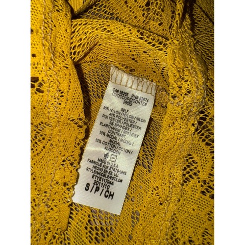 Ella Moss Lace Long Sleeve shirt sheer mustard Yellow NWT - Picture 7 of 7