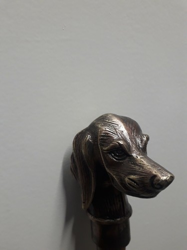 WALKING STICK/CANE 22 BRASS DOGS HEAD 102cm (cut to size) BAMBOO - Picture 3 of 5
