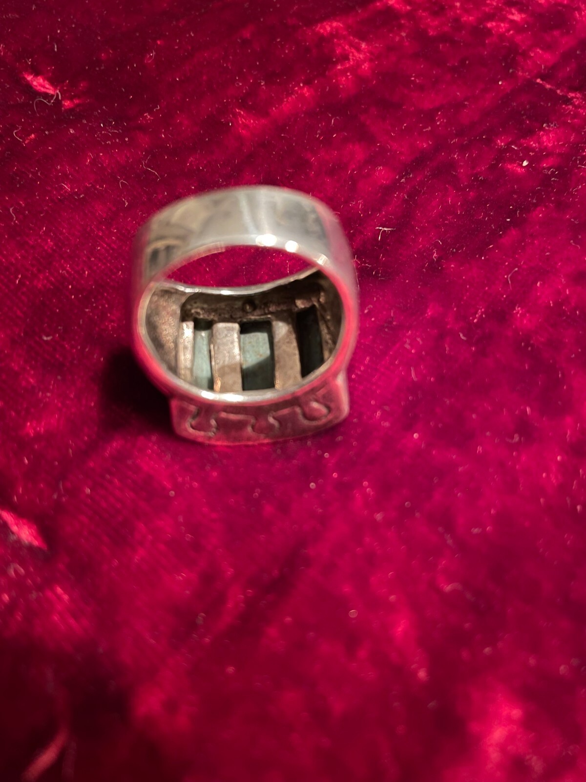 MT501 3-stone Turquoise & .925 Sterling Silver Ri… - image 3