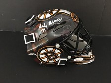 ANDY MOOG AUTOGRAPHED BOSTON BRUINS MINI GOALIE MASK JSA
