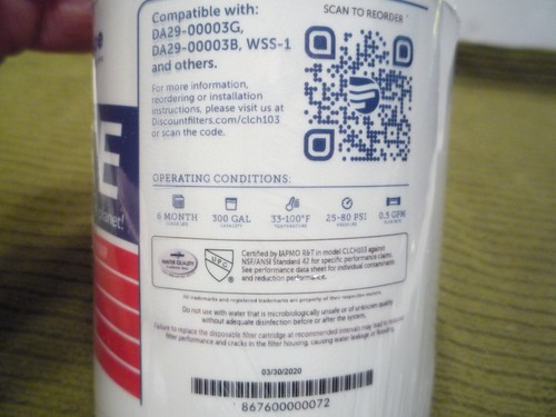 Clear Choice CLCH103 Sealed Water Filters for Samsung DA29-00003G/3B, WSS-1 - Picture 3 of 5