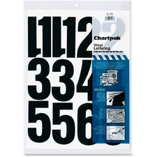 Chartpak Self-Adhesive Vinyl Numbers, 4" High, Black, 23 Per Pack (01193)