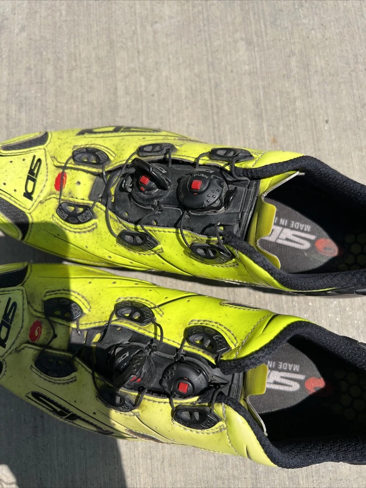 SIDI SHOT CARBON VENT SUELA DE CARBONO Zapatos de Ciclismo de Carretera para Hombre, Amarillo, Talla 42 Eur Foto 3 de 4