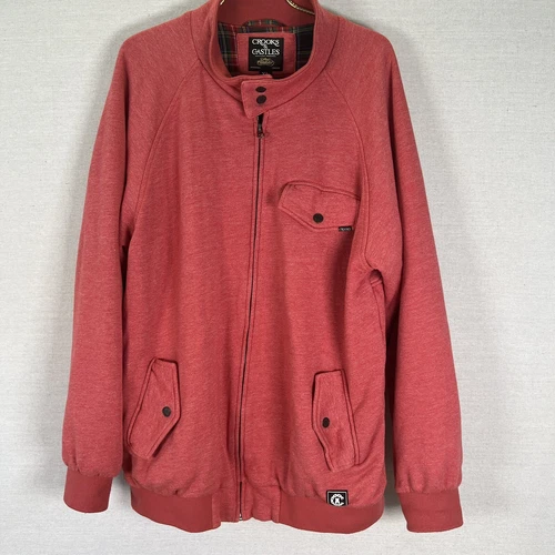 Crooks & Castles Full Zip Red Jacket Size X-Large 100% Cotton Vintage - product listing photo