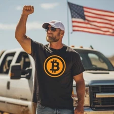 Bitcoin Logo Crypto Symbol Cryptocurrency Print DTF T-Shirt S/5XL