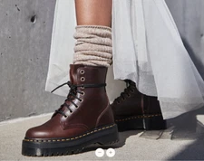 Dr. Martens JADON PLATFORM Boots in DARK BROWN Smooth LEATHER Great Reviews