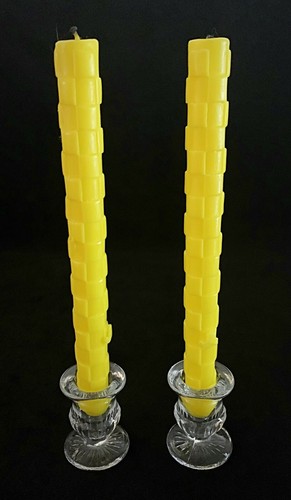HOSLEY SET OF TWO GLASS TAPER CANDLE HOLDERS 3" - Picture 2 of 5