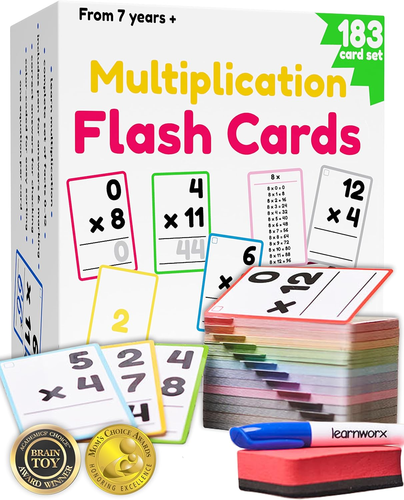 Multiplication Flash Cards 3Rd Grade | 183 Math Flash Cards & Times Table Chart,
