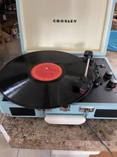 Crosley Portable Turntable Record Player CR8005D-TU Turquoise With Handle Tested