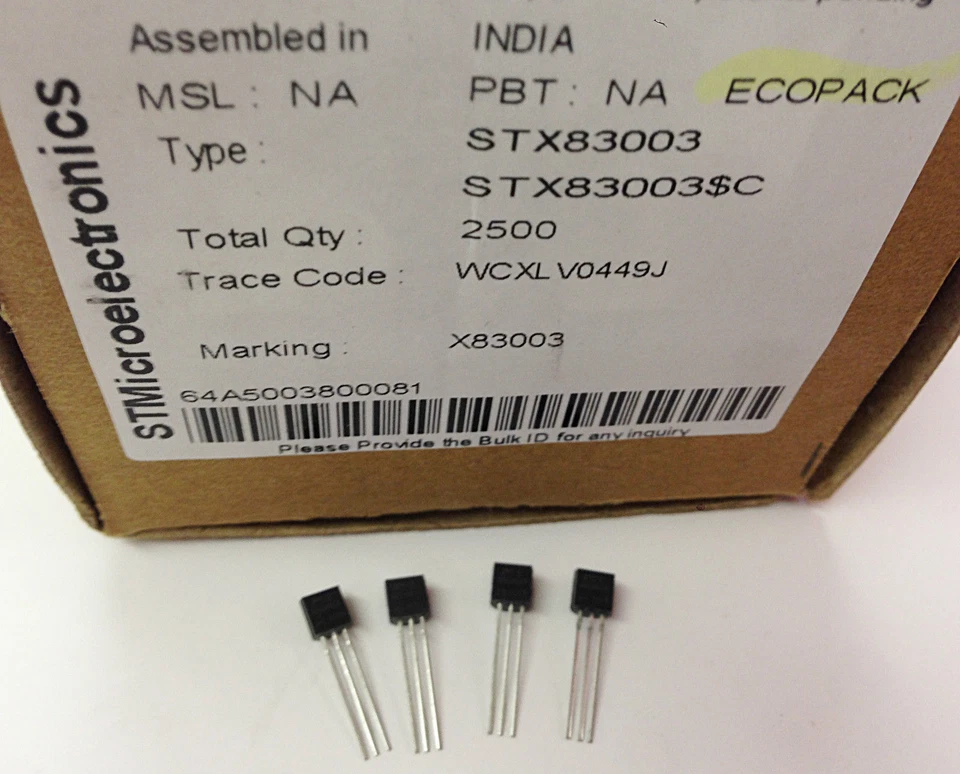 300 Stück / 300 pieces STX83003 700V 1A  NPN TRANSISTOR  see also PNP STX93003 - Bild 4 von 4