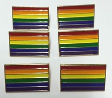 LOT OF 6 NEW Gay Pride Rainbow Flag 1" Pins Badge LGBT LGBTQ US USA Pin