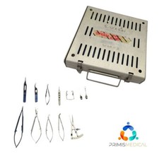Ophthalmic Surgical Set with Case Inner Tray & Liners Portable 12 piece set