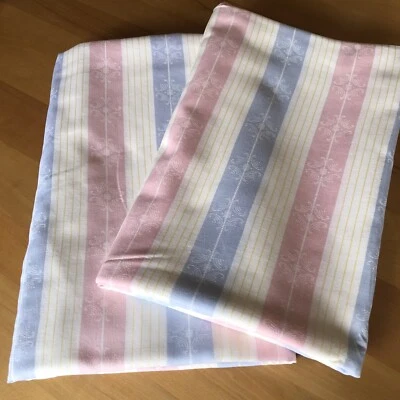 2 Damast Bettbezüge 120 x 187 Bettwäsche weiß rosa hellblau Streifen - Bild 1 von 4