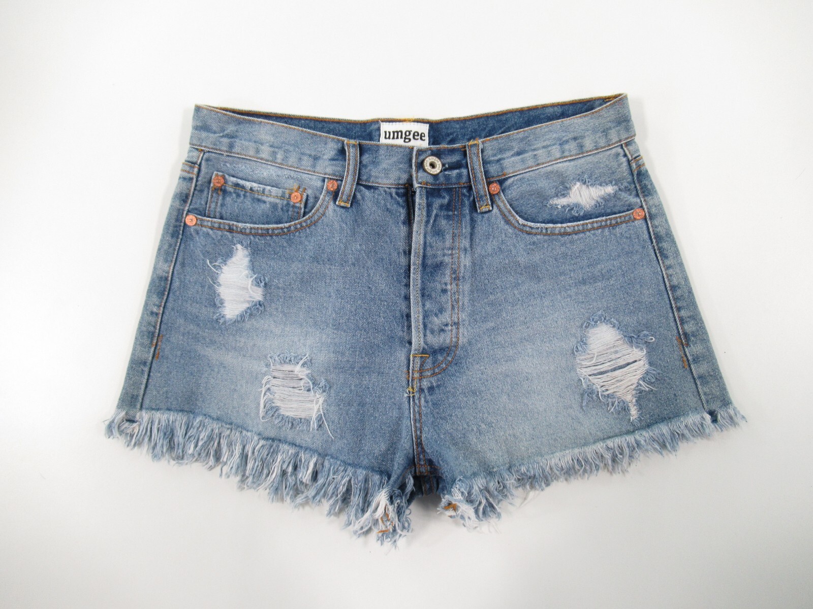 UMGEE Women's Distressed Cut-Off Button-Fly Denim Shorts Size 30 #D802