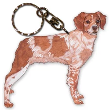 Brittany Spaniel Keychain Wooden