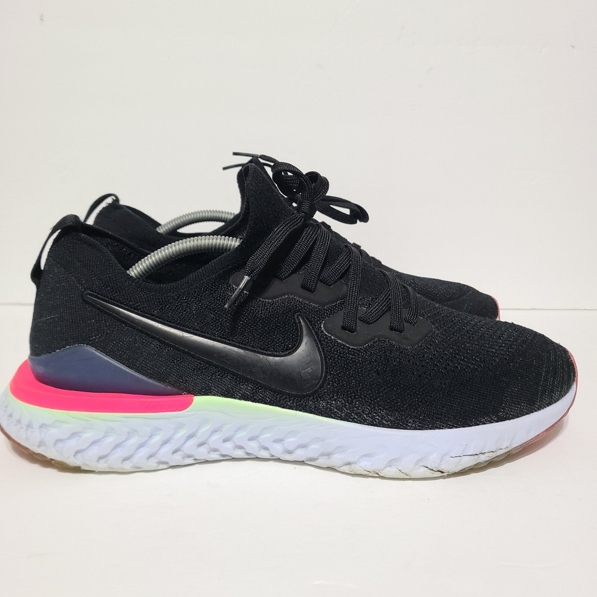 B6 Nike Epic React Size 13 Black White Pink Athletic Shoes